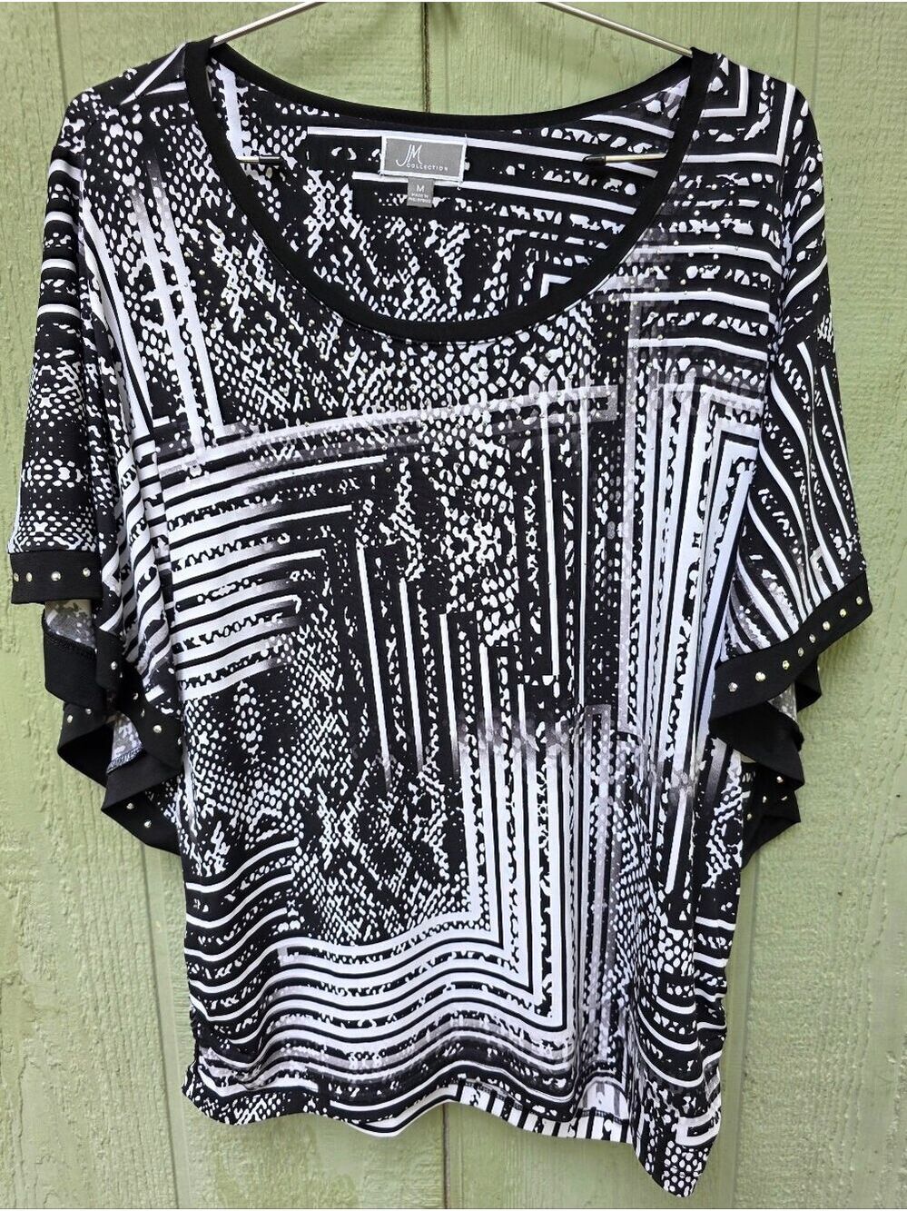 JM Collection- Women's Top - Classic Scoop Neck With Bat Sleeves #BL39 - Picture 5 of 12